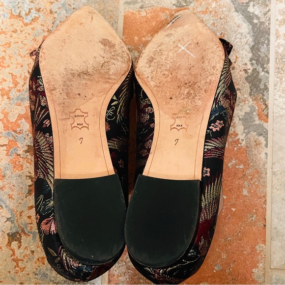 🐦‍🔥RARE!  Sam Edelman Satin Embroidered Decorative Spikes, Birds/Floral Flats. - Picture 13 of 15